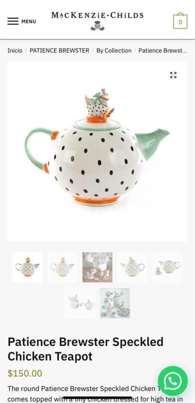 Mackenzie Childs x Patience Brewster Chicken Teapot cottagecore Tea Party Collec
